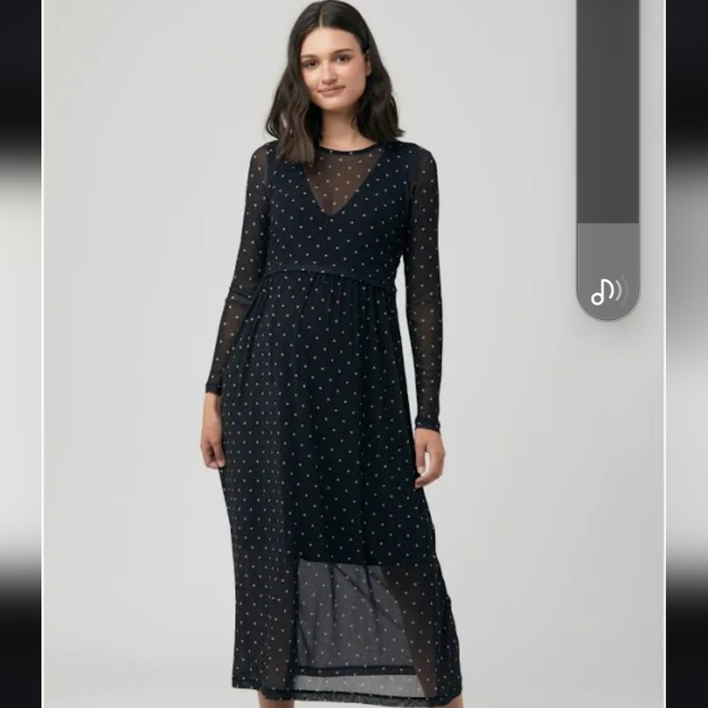 Ripe Maternity Dot Pattern long sleeve dress
